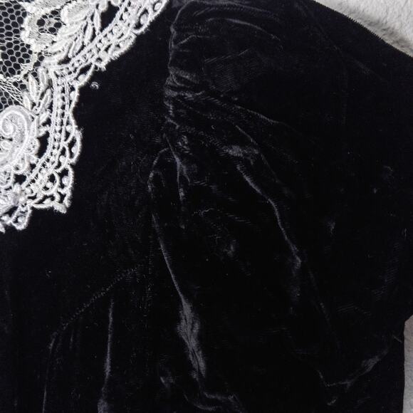Scott McClintock Women’s Dress Vintage 70s Romantic Crushed Velvet and Lace 10 - Picture 9 of 13